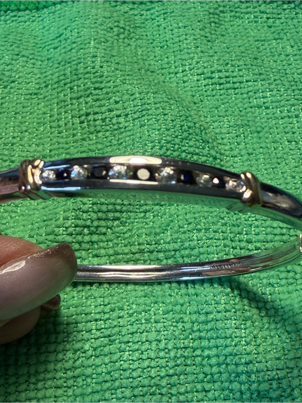 Alwand Vahan AV Sterling Silver 14K Gold Sapphire and Diamond bangle